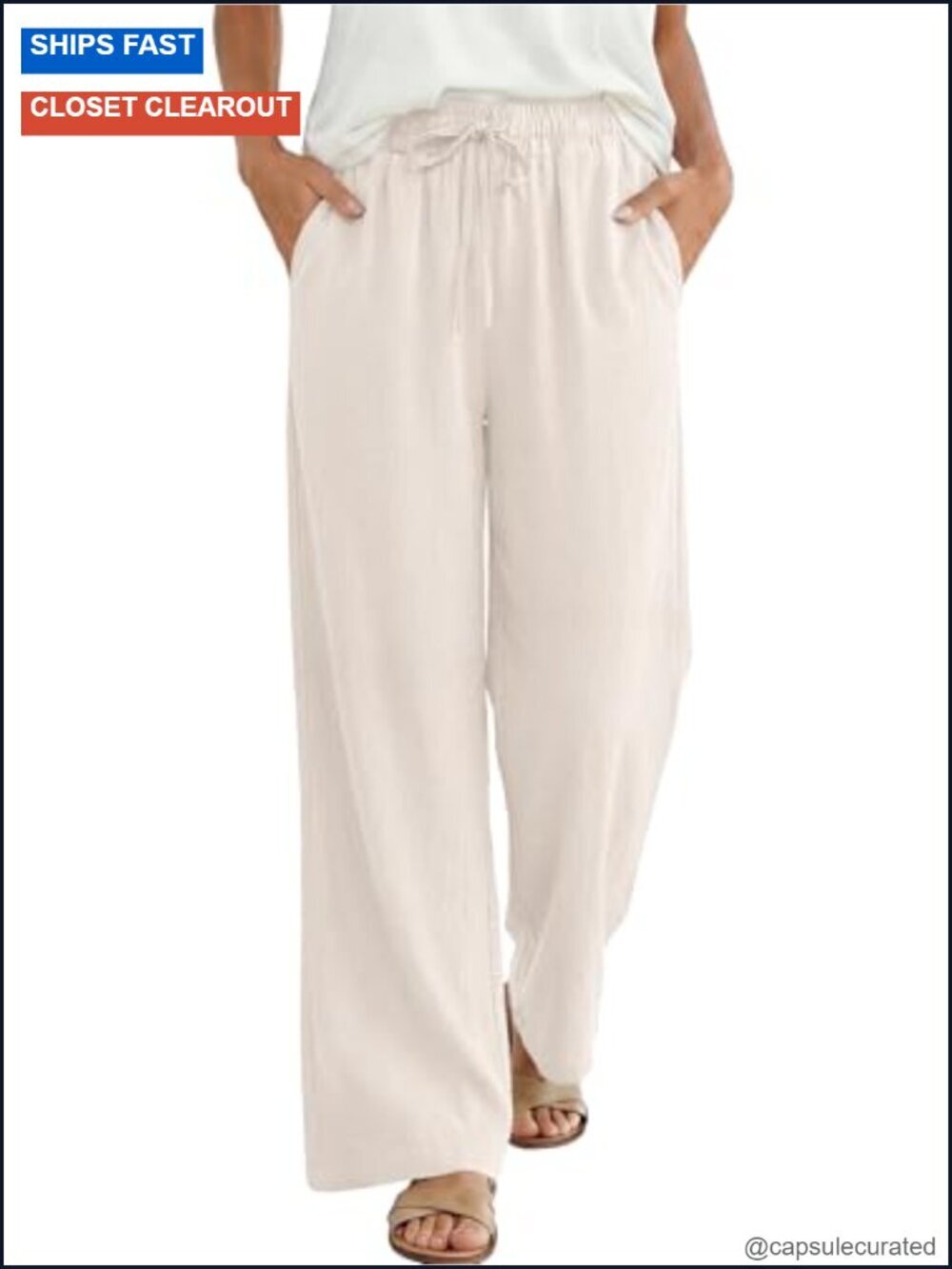 Wide Leg Palazzo Pants High Waisted Elastic Waist Flowy Lounge Beach Trousers